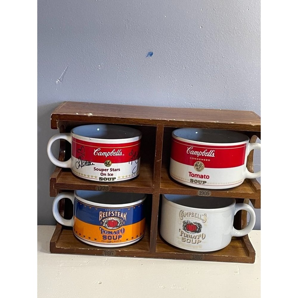 Campbell's Souper Stars on Ice Collection of Cups W/ Signatures Length 8 Inches